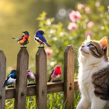 5pcs Realistic Colorful Bird Garden Decor, Outdoor Yard Balcony Landscaping, Colorful Lifelike Bird Iron Art Ornament - Colorful Birds - View 4