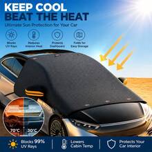 Car Windshield Sun Shade, Portable Car Sun Shade Cloth, Easy Installation With Reflective Strip. Strong Sun Protection, Lightweight And Durable Protective Car Cover, Suitable For Cars, SUVs And Other Vehicle Models External Protection - Orange Ears - View 1