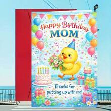 Kartu Ucapan "Selamat Ulang Tahun Ibu" Bergambar Anak Bebek Lucu, "Terima Kasih Sudah Sabar Menghadapi Aku!" - 13*18 - View 6
