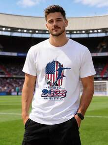 Mens USA Mexico Canada 2026 National Team Soccer Number 10 One Nation One Team Graphic Print T-Shirt Fan Blokecore Streetwear Casual Shortsleeve Shirt - White 3 - View 1