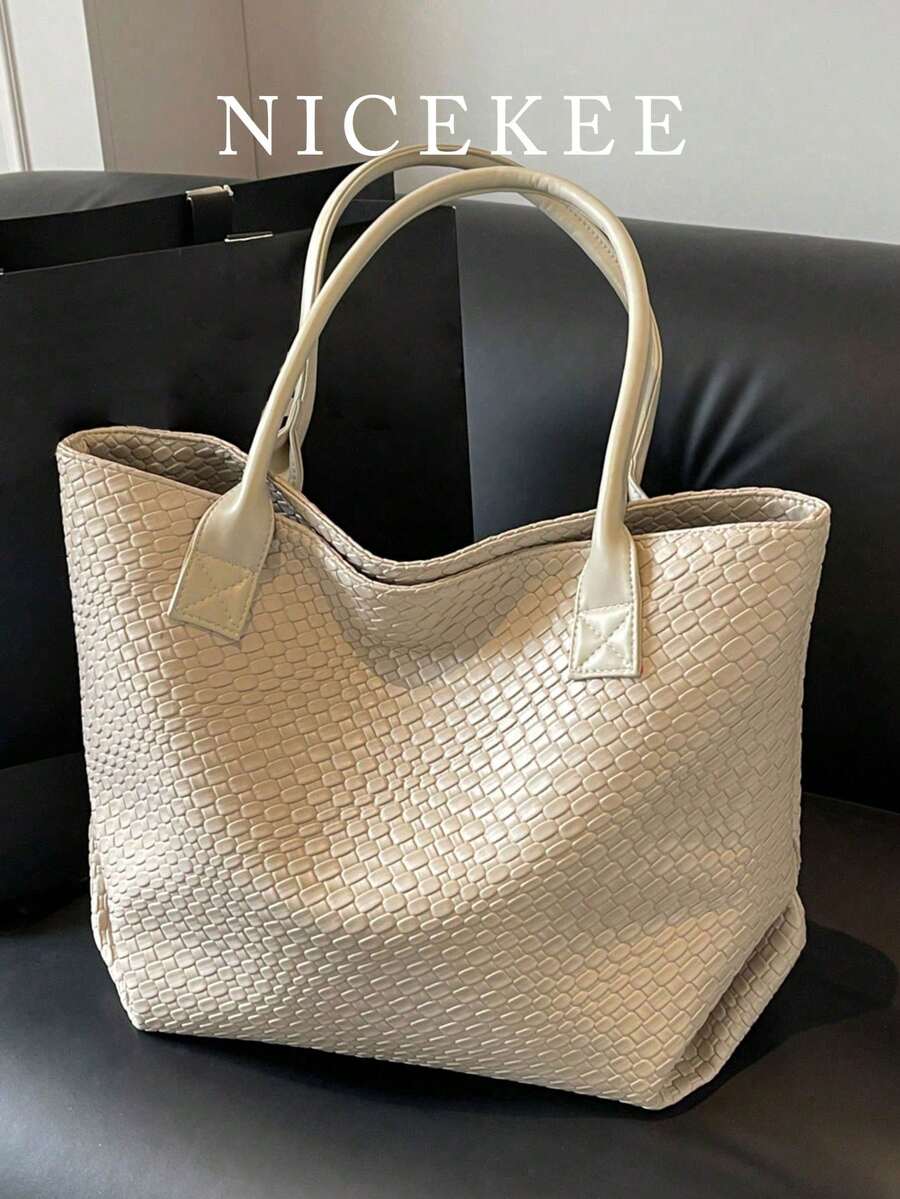 Fashionable Shoulder Tote Bag, Niche Design, Solid Color Shoulder Bag, Suitable For Daily Outings, Shopping, Work And Commuting