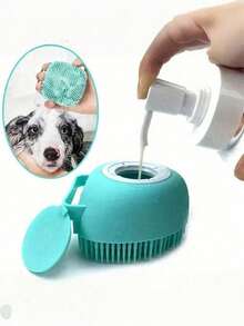 1pc Pet Bath Brush, Silicone Massage Rubber Bath Comb With Shampoo Dispenser, Grooming Tool For Dogs And Cats, Random Color - Multicolor - View 2