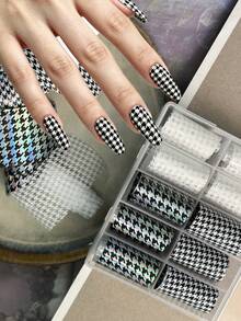 RITANAILDECO RitaNail 10 Rolls Set Nail Art Transfer Paper, Houndstooth Black & White Holographic Nail Transfer Stickers, Non-Self-Adhesive, Nail Salon Recommended, Nail Artist Selected Style, DIY Art Nails - Multicolor - View 5