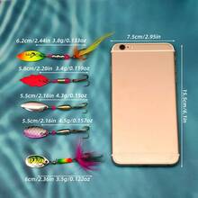 ANFS 5pcs/Set Hard Metal Spinner Lure Fishing Bait Set For Bass, Trout, Salmon, Pike With Tackle Box - Multicolor - View 7