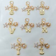 1pc Ocean Series Starfish Shell 26 Letters Keychain, Suitable For Bag Accessories, Lanyard With ID Holder, Car Decor, Bag Pendant, Couple Keychain, Perfect Gift For Vacation Season - Multicolor - View 9