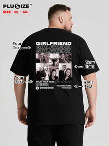 Plus Size Custom Commemorative Gift & Men's Black Casual T-Shirt, Create Your Own Exclusive Printed T-Shirt. Sports - Black - View 1