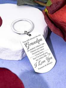 1PC/6PCS/12PCS/24PCS I Love You Grandpa Cartoon Bear Holding Hands Keychain, Grandfather Keychain Father's Day Gift, Best Hero Keepsake For Granddaughter And Grandson - Silver - View 8