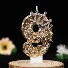 Gold Glitter Number Candle With Rhinestone Crown And Bow, Shiny Cake Decoration Topper, Suitable For Birthday, 16/18/21st Adult Party, Anniversary, Bachelorette Party, Christmas, New Year, Graduation And Holiday Party, Elegant Number Candle, Practical And Cute Party Decoration - View 15