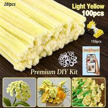 281pcs Yellow Tubular Cleaner Handmade Set - Includes Stamen And Black Eyes, With Video Tutorial, 7 Colors 30cm Chenille Stems - High Quality, No Color Difference - Suitable For Summer Crafts, Qixi Decoration, Party Decoration, Home Decoration, Adult Crafts - 281pcs Yellow - View 14