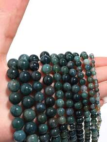 1 Strand 4/6/8/10mm Natural Stone Green Moss Agate Beads Round Genuine Stone Beading Loose Gemstone For DIY Charm Bracelet Necklace Earring - Multicolor - View 3
