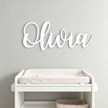 1pc Customized Name Wooden Sign, Personalized Olivia Style Cursive Name Wall Decor, Suitable For Nursery And Kids Room - A - View 6