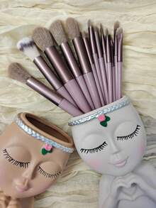 13/14pcs Professional Makeup Brush Set With Soft Bristles For Eyeshadow, Foundation, Blush, And Beauty, Includes Storage Tube, Suitable For All Skincare Needs-Ideal Choice For Beginners And Professionals. Perfect Gift For Birthdays, Christmas, And New Year Celebrations - Makeup Brush Set - View 5