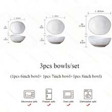 1pc /3pcs Klin White Color Japanese Ceramic Bowl, Deep Irregular Noodle Ramen Bowl Creative Tableware For Home Or Restaurant - White - View 8