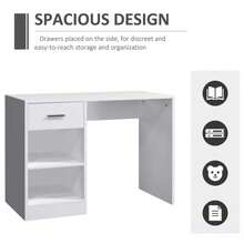 100cm Length Computer Desk, Study Writing Table, PC Laptop Desk With 1 Drawer And 2 Shelves - White - View 5
