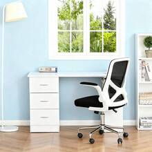 120CM Computer Desk Writing PC Table Workstation Laptop W/ 3 Shelf & Drawers UK - White - View 4