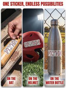 10 buah Stiker Nama Baseball Kustom, Stiker Nama Bertema Olahraga yang Dipersonalisasi, Label Stiker untuk Sekolah, Perlengkapan Sekolah dan Olahraga, Botol Minum, Helm - MultiWarna - View 2