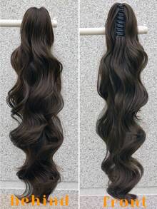 22 Inch Wavy Black Synthetic Hair Piece, Clip-On Ponytail Hair Extension For Women - Multicolor - View 3
