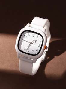 1 Set/1 Piece Women's Three-Color Square Dial Silicone Quartz Watch Set - Versatile Casual Accessory & Birthday Gift - Brown - View 6