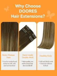 DOORES 7PCS Clip In Hair Extensions 100% Real Human Hair Dark Brown To Chestnut Brown And Dirty Blonde 14-24 Inch 115g, Remy Extensions For Clip In Human Hair With Invisible Straight - S2/4/22 - View 6