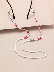 1Pc Beaded Eyeglass Chain Set, Heart Star & Fruit Flower Charm Anti-Lost Fashion Glasses Strap Glasses Lanyard For Girls(Beads Color Random) - Multicolor - View 8