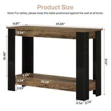 FINMIND 41" Industrial Console Table , 2-Tier Narrow Sofa Table Behind Couch With Black Frame, Modern Farmhouse Entryway Table For Hallway Living Room - Brown and Black - View 3