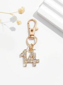 1pc Fashionable European And American Creative Versatile Cute Mini Lucky Number 1-25 Keychain Bag Charm, Suitable For Women's Car Key Bag Decoration And Gift - Gold - View 13