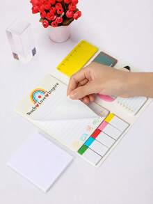 2pcs - Back To School Sticky Notes - Ruler, Blackboard, Pencil, Apple Shaped Self-Adhesive Memo Pads "Teaching Is A Work Of Heart, First Day Of School - Multicolor - View 9