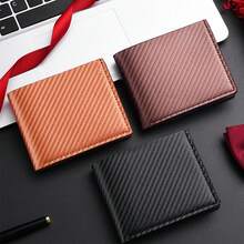 1pc Carbon Fiber Texture Durable Men's Wallet, Ultra-Thin Bifold Design, Business Commute Driving License Card Holder And Wallet In One - Multicolor - View 6