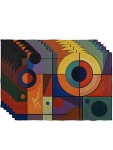 2 Pcs Colorful Geometric Circle Pattern Placemats Abstract Style Placemats Heat Resistant Easy Clean Washable Decorative Placemats Suitable For Kitchen Home Indoor Outdoor Tabletop Coffee Bar Dining Table Tea Party - Multicolor - View 9