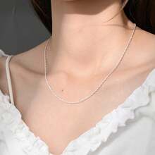 S925 Sterling Silver Water Wave Chain Necklace, Classic Neck Jewelry, Bright White Chain, Gift For Women, Daily Use - White - View 5