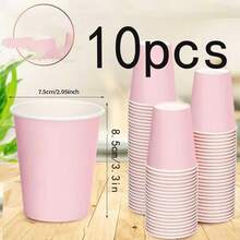 Soft Nude Pink Thickened Tea Paper Cups, High-Density Laminated Leak-Proof, Suitable For Cold And Hot Drinks, Odorless And For Beverage Contact. Ideal For Coffee Shops, Dessert Shops, Home Gatherings, Stackable Storage Saves Space, Large Capacity Bulk Supply, Customizable Brand Logo Printing - Pink - View 12