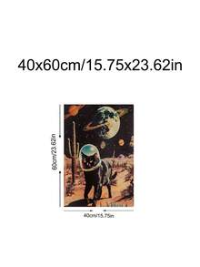 1pc Vintage Black Cat Surreal Art, Funny Alien UFO Wall Decor, Victorian Landscape Wall Art, Ideal Gift,Suitable For Bedroom,Living Room,Kitchen,Wall Arts,Wall Decor,Home Decor,Room Decor,Canvas Wall Art,Posters, Wall Art With Frame, Optional Frame - 1PCS - View 16