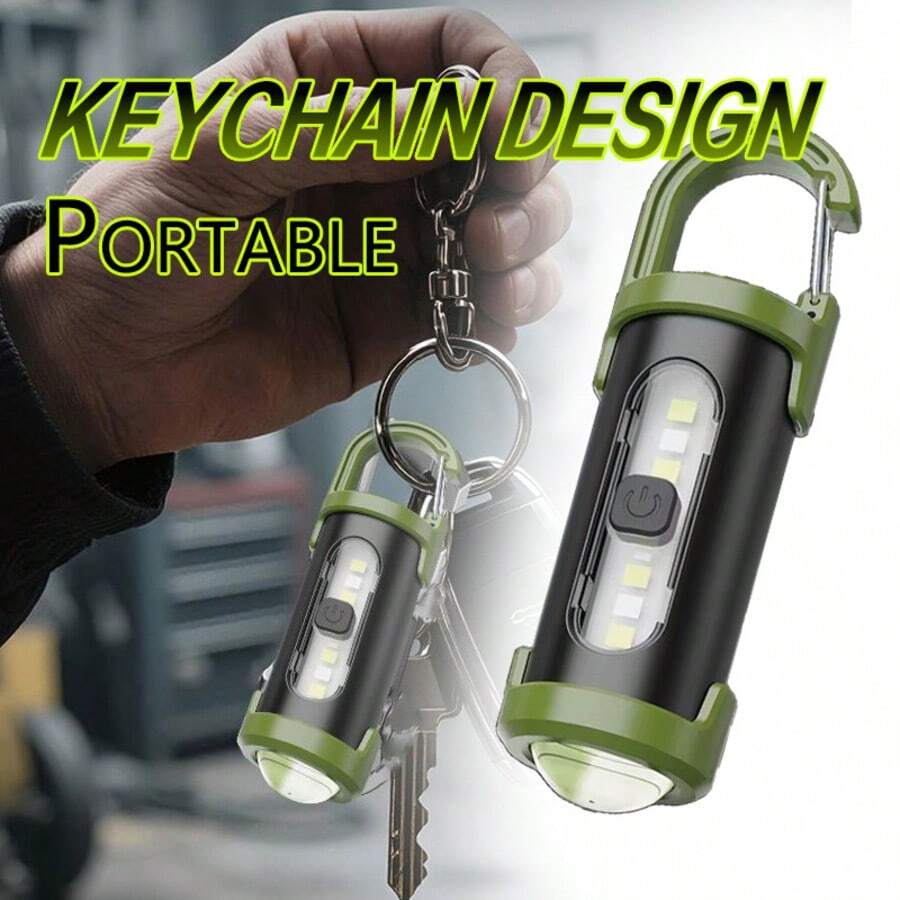 Compact USB Rechargeable Keychain Light, Multi-Mode LED Flashlight, ABS Material Portable Work Light With Hook, Ideal For Night Reading, Jogging, Fishing & Emergencies - 多色 - 查看 1