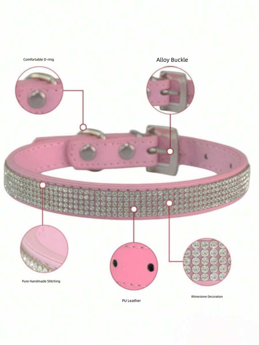 Pet Supplies Luxury Rhinestone Dog Collar, Premium Silver Alloy Buckle, Durable And Escape-Proof. Suitable For Daily Walks/Weddings/Parties, Universal For Large, Medium, Small Dogs And Cats - Purple - View 1