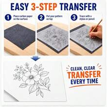 50pcs A4 Carbon Copy Paper, Carbon Transfer Paper For Drawing And Tracing, Reusable, With Clear Imaging, Used To Track Drawing Patterns On Wooden Projects, Canvas Fabrics, Papers, Artist Engraved Sketches - 21 X 29.7 Cm Suitable For DIY Crafts - A4 - View 3