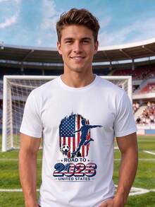 Mens USA Mexico Canada 2026 National Team Soccer Number 10 One Nation One Team Graphic Print T-Shirt Fan Blokecore Streetwear Casual Shortsleeve Shirt - White 3 - View 2