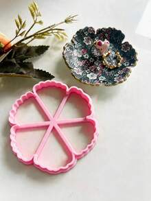 Daisy Flower Jewelry Tray Clay Mold, Polymer Clay Mold For Jewelry Storage Dish, DIY Rustic Home Decor Handmade Material - Pink - View 8