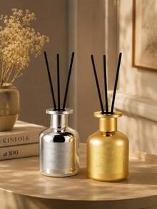 Difusor de varillas de 150ml con botella de espejo dorado & plateado, aroma cítrico floral amaderado, tapa de metal, fragancia para el hogar para dormitorio, baño, sala de estar, oficina, hotel, decoración de lujo - Modelo regular - Ver 2