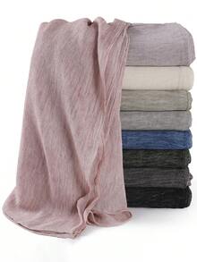 1pc Women's Solid Color Rolled Edge Pleated 100% Rayon Scarf, Fashion Casual Headscarf, Hijab - Multicolor - View 1