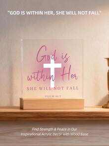 Christian Acrylic Plaque, "God Says You Are" Bible Verse Sign, Inspirational Faith Home Decor, Floral Religious Decoration With Wooden Base, Spiritual Gift For Women, Christian Desktop Ornament, Scripture Quote Keepsake - A - View 7
