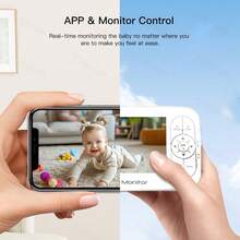 5Inch WiFi Baby Monitor Phone APP & Monitor View Control With Pan-Tilt-Zoom Video Camera Cry Temperature Detection Night Vision 2 Way Talk Cam - White - View 3