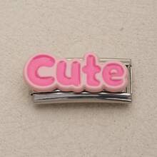 1件 金色與銀色調義大利模組化手鍊鏈條,「Pretty/Cute」字母與花朵琺瑯吊飾,馬卡龍色可愛風DIY珠寶配件 - 長條模組 - 查看 10