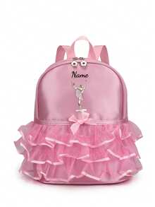 Personalized Custom Back To School Mini Casual Backpack, Simple And Exquisite Design, Versatile And Practical. Solid Color Design Accented With Bows And Lace Trim, Decorated With Ballet Style Patterns. Perfect For Daily Use, Outings, Shopping And School. Also A Great Birthday Or Back To School Gift. - Multicolor - View 23