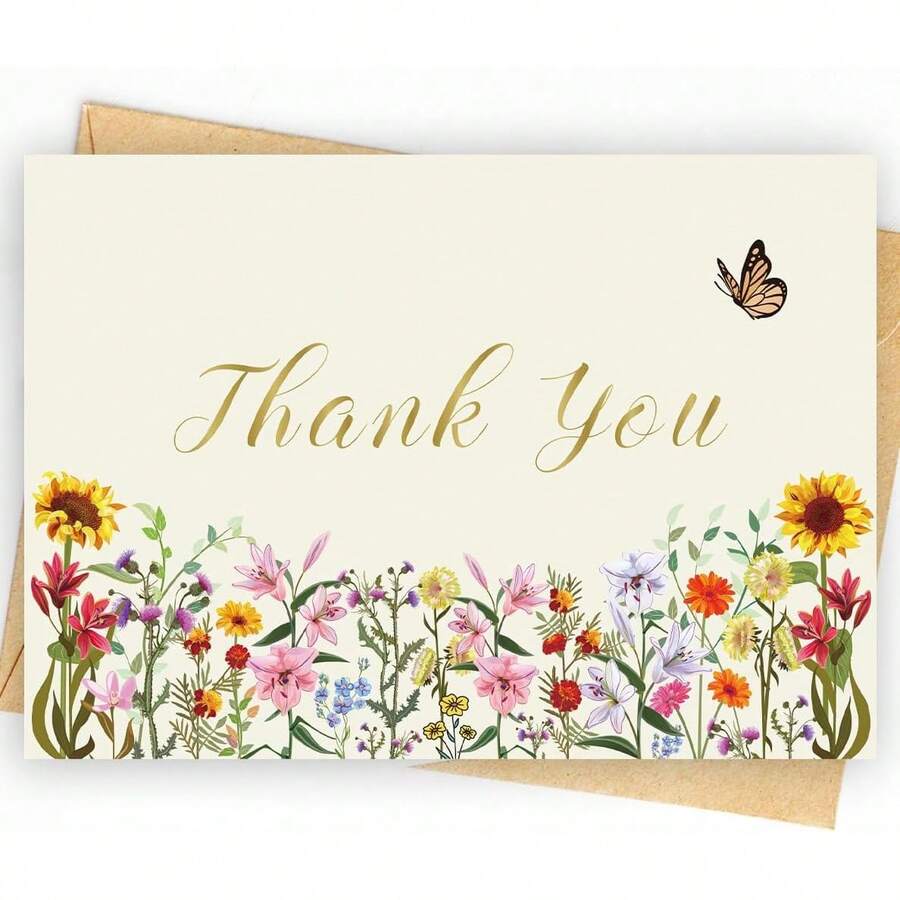 Thank You Card; Thank You Card With Envelope; Ideal For Baby Showers, Weddings, Teacher's Day, Graduation Ceremonies, Business Occasions, Festivals, And Christmas; Perfect Teacher's Day Thank You Gift - B - View 1