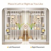 LITTLE TREE 71 Inch Freestanding Wood Room Divider, Modern Wall Partition With Open Shelves & Coat Hooks, Decorative Storage Bookcase For Home Office Entryway - White - View 5