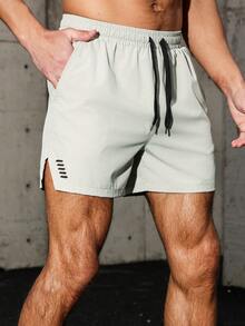 Pantalones cortos deportivos para exteriores para hombres, plegables, elásticos, de secado rápido y con múltiples bolsillos - Gris Claro - Ver 4