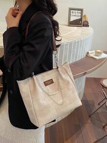 New Solid Color Luxury High-End Versatile Women's Shoulder Tote Bag - White - View 8