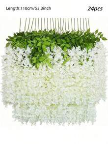 24/12/4/1 pièce Fleurs de glycine artificielles suspendues, guirlande de vigne de glycine artificielle longue à suspendre, chaîne de fleurs en soie, décoration pour la maison, la fête et le mariage - Multicolore - Voir 14