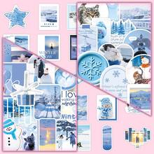 50pcs Winter Blue Tone Whispers Ins Style Korean Snowy Scene Atmosphere Fresh Decorative Insulated Tumbler Tablet Stickers - Winter Blues Musings - 1893 - View 3