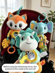1pc Baby Stroller Toy For Boys And Girls, With Crinkle Paper, Mirror, Teether, Ring, Colorful Beads And Bell, Suitable As Newborn Gift - Multicolor - View 5